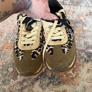 Marc Jacobs Olive Suede & Leopard Print Sneakers